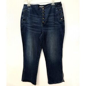 NWOT Kate & Mallory Size 18W Button Fly Dark Wash Jeans 31" Inseam